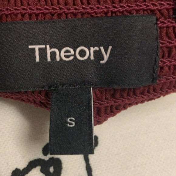 NWT Theory 100% Silk Elistaire Off The Shoulder Blouse Black Cherry Size Small - Picture 8 of 13